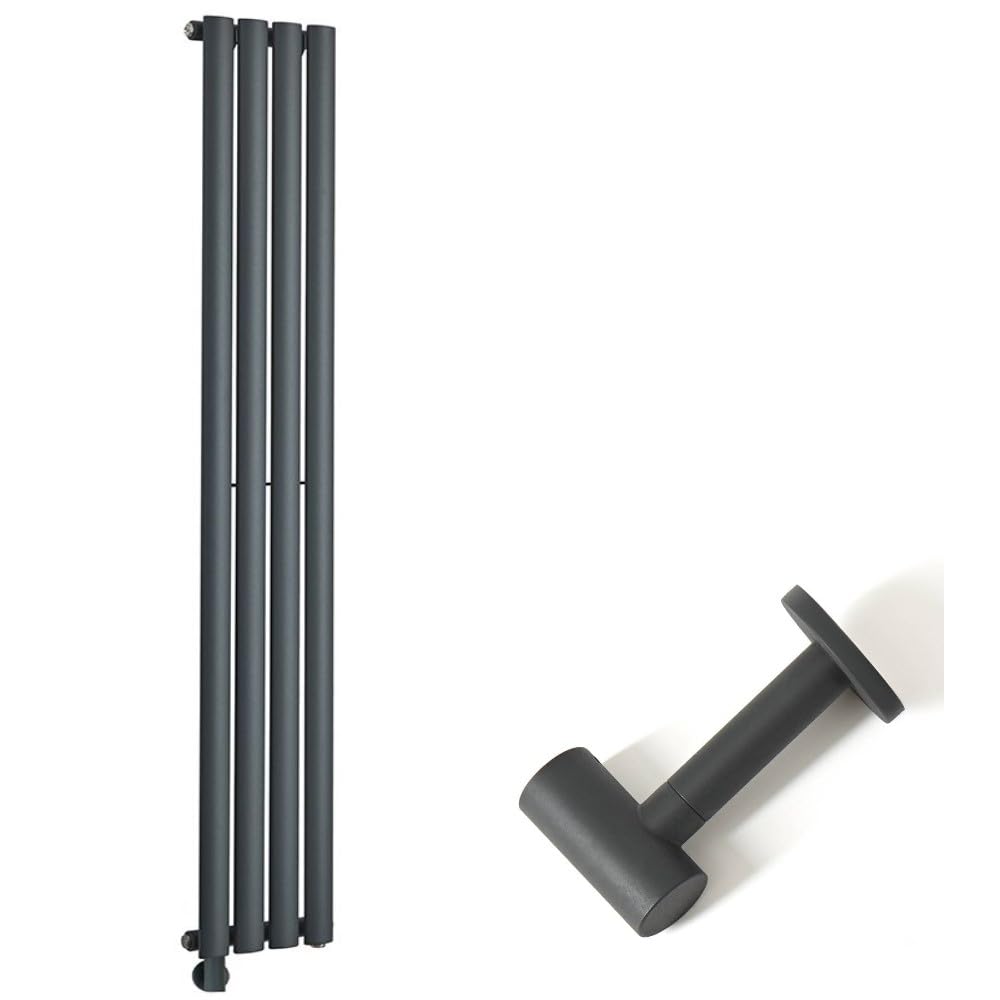 Milano Aruba 600W Anthracite Vertical Single Oval Panel Electric Radiator - 1600mm x 236mm