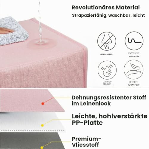 Mangata Aufbewahrungsbox 30x30x30 cm, faltenfrei Stoff Aufbewahrungskörbe für Kleiderkörbe, Körbe, Truhen, Spielzeug (3 er, Rosa/Beige Weiß) – Ansicht 6