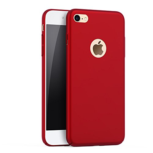 YIHAILU iPhone 7 Case Smoothly Shield Skin Shockproof Scratch Resistant Thin Slim Full Body Protective Case for iPhone7 (Silky Red)