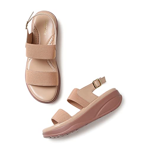 Image of Marc Loire Women Smart Casual Platform Heel Fashion Sandal with Adjustable Strap