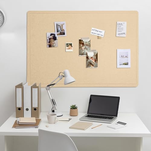 lightomorrow Große Pinnwand - 90 x 116 Zentimeter, dekorative Filz-Pinnwand für die Wand - faltbares Fotodisplay mit selbstklebendem Klebeband, inklusive 20 Pinnadeln - Beige Braun