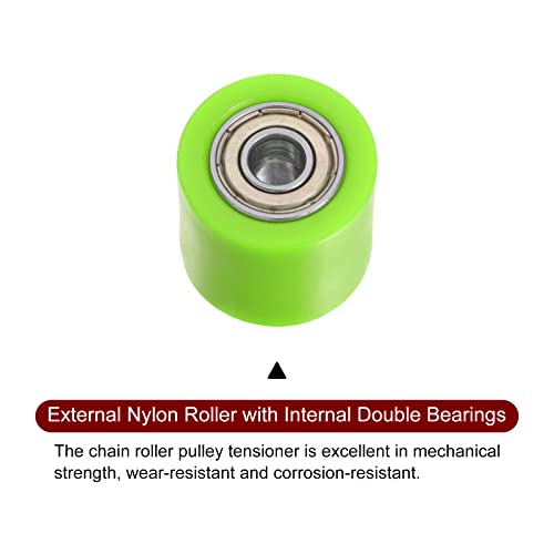 sourcing map Kettenrolle Riemen Scheibe Spanner 8mm Nylon Zylinder Schieberegler für Mini Motorrad Dirt Fahrrad Atv Go-Kart Schiebetür Bewässerung Ausrüstung Grün