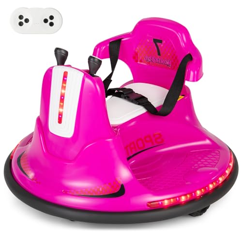Image of HONEY JOY 12V Bumper Car for Toddlers 1-3, Baby Ride on Bumper Car w/Dual Joysticks, Flashing LED Light & 360 Degree Spin, Electric Vehicle for Kids, Ride on Car w/Remote Control, Gift for Boys Girls