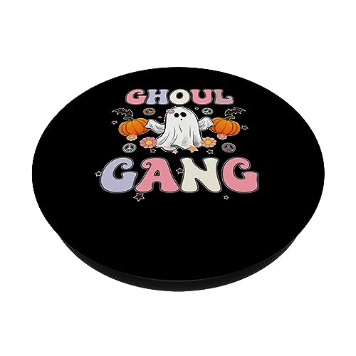 Ghoul Gang Spooky Halloween Creepy Ghostly Design PopSockets Swappable PopGrip, Black - Image 2