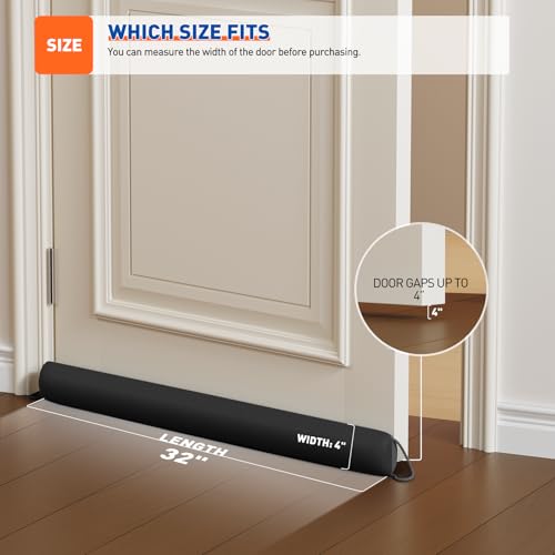 Image of MAGZO Weighted Door Draft Stopper for Bottom of Door 32 Inches, Black