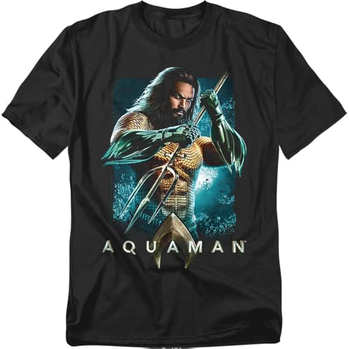 Popfunk Aquaman Movie Jason Mamoa Trident T Shirt (Large Trident Black)