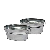 CHILDHOOD 2 Pack of Versatile Galvanized Metal Mini Tub for Plants, Bar Snacks Container for Wedding & Parties, Cat Litter Scoop Holder, 8”L x 5.75”W x 3.75”H