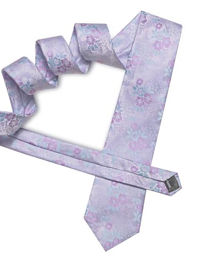 Image of Barry.Wang Men Tie Set Floral Paisley Silk Necktie Pocket Square Cufflinks Formal Wedding Party Business