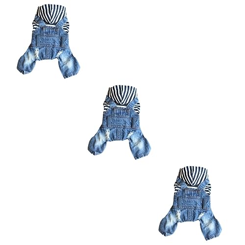 Milisten 3 Pecas roupas para cachorro de estimação roupas mcbling arnês de cachorro de brim corpos p