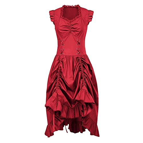 Robe médiévale et Renaissance pour femme style sexy vintage à volants