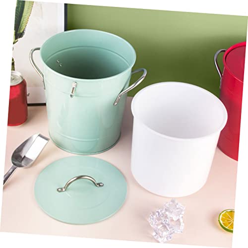 WOONEKY 1 Conjunto Balde De Gelo De Lata Balde De Gelo Com Tampa Refrigerador De Aço Inoxidável Bald