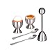 Coquetier Egg Cracker Topper Set □ doux Hard Boiled Eggs séparateur d'outils □ Inclure et cuillères Coupes-Shell Remover & amp (Color : Silver)