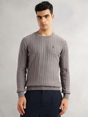 Image of Thomas Scott Men's | Regular Fit | Long Sleeves | Round Neck | Self Design | 100% Cotton | Knitted | Pullover | Sweater
