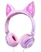 Esonstyle Kids Headphones Pink Girls Update Music Sharing Function,Wired Over Ear Cat Ear Headset,85dB Volume Limited,Food Grade Silicone, 3.5mm Jack for Children Baby,Pink (cat Ear Headphones)