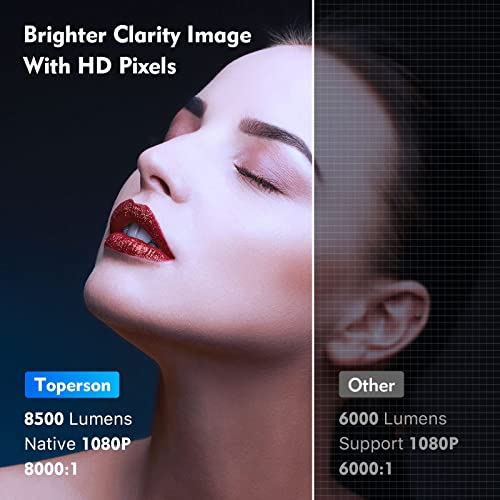 Wifi Bluetooth Dolby Projector, Projector Native 1080P, Toperson 8500 Lumens, 300" Big Screen, Wireless Home Movie Theater, Video Projector For Iphone Android/Tv Stick/Hdmi/Usb #TOP2