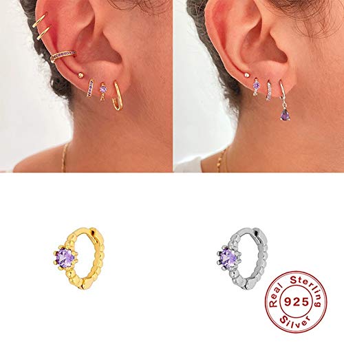 Boucles d'oreilles en Argent et oxyde de zirconium violet, le cadeau idéal - 3
