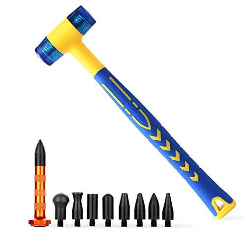 Attrezzi per la riparazione di ammaccature dell'auto senza vernice Martello in gomma a doppia faccia in lega Martello con 9 teste Kit per la rimozione delle ammaccature