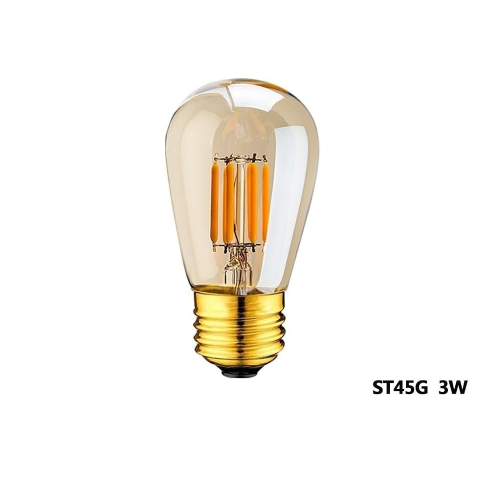 fengyan Casa Bombillas, Paquete de 15 Bombillas de filamento LED ST45 1W/3W E27 AC220V cálidas 2200K Bombillas de Cadena LED Impermeables for Exteriores Familiar Lámpara(ST45G 3W)