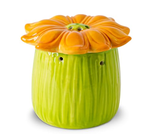 Sunflower Baking Soda Holder For Fridge Ceramic Baking Soda Container Green Jar With Yellow Sunflower Shape Lid For Hold Baking Soda For Eliminating Refrigerator Odor