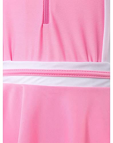 Image of ZUYPSK Kids Girls' Athletic Two-Piece Swimsuits Short Sleeve Rashguard Shirts with Swim Skirts Bathing Suit