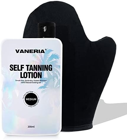 VANERIA Self Tanning Lotion, Light Brown/Medium Brown/Dark Brown Sunless Self Tanner Tanning Lotion, Self Tan Lotion, Light, Hydrating Sunless, Vegan and Cruelty Free.200ml (Medium)