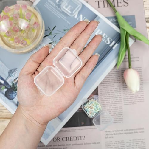 Image of 60PCS Mini Clear Plastic Jewelry Box, Earring Storage Box