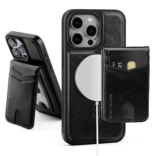 SkyEagle for Compatible Magsafe Magnetic 2 in 1 Detachable iPhone 14 Pro Max Wallet Case,for Women Men,PU Leather RFID Blocking Flip Kickstand Credit Slots for Apple 14 Pro Max,Black