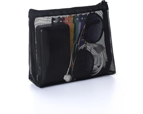 Image of Patu Zipper Mesh Bags, Beauty Makeup Cosmetic Accessories Organizer, Travel Toiletry Kit Set Storage Pouch, Multicolor, M, Widened, Assorted (5 pcs), Casual