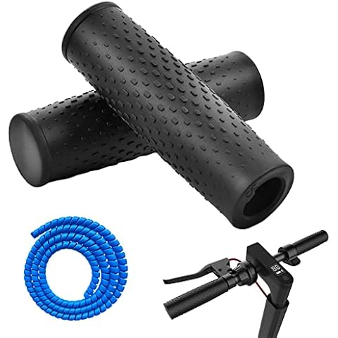 JNWYH 2 STK Scooter Griffe, Elektroroller Griff Silikon, rutschfest Lenker Hand Griff Roller Zubehör, für Xiaomi M365/M365 Pro/Pro 2/1S mit 1 Kabelschlauch Cover