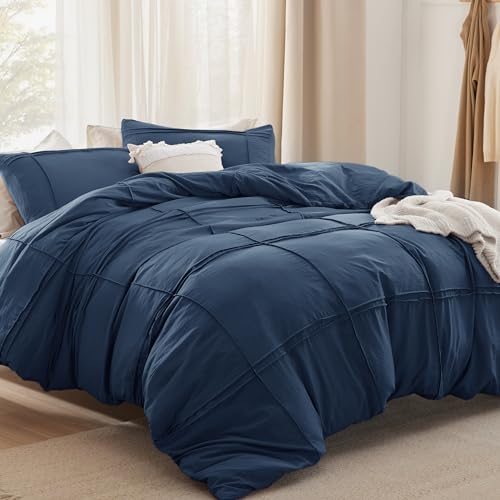 image for Bedsure Grid Boho Duvet Cover King Size - Shabby Chic Tufted Boho Bedd