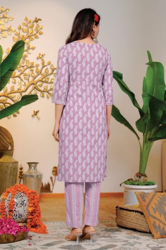 Image of MIRCHI FASHION Pure Cotton Women Straight Printed Embroidery Work Kurti Set with Dupatta and Pant