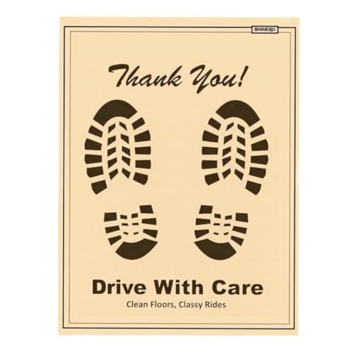 Image of disposable car Floor Paper Mats (pack of 50) | Disposable Thank You foot paper sheets (17x23 Inch) - Oil & Dirt Resistant Protection leg paper mats for Detailing & Car Wash