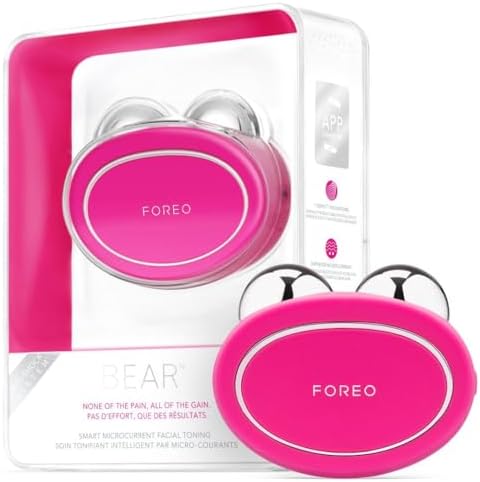 FOREO Bear Microcurrent Facial Device - Face Sculpting Tool - Instant Face Lift - Firm & Contour - Non-Invasive - Increases Absorption of Facial Skin Care Products - Fuchsia