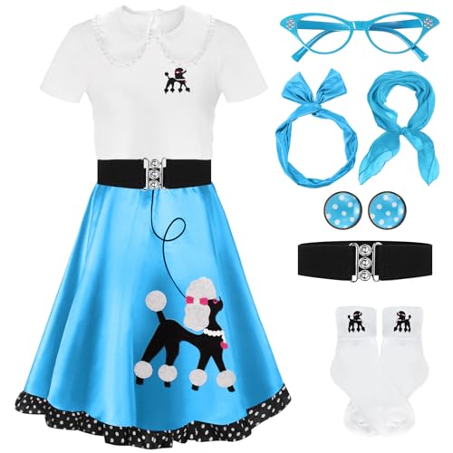 Disfraz 50s Falda Poodle Niñas 8 Piezas miniatura 1
