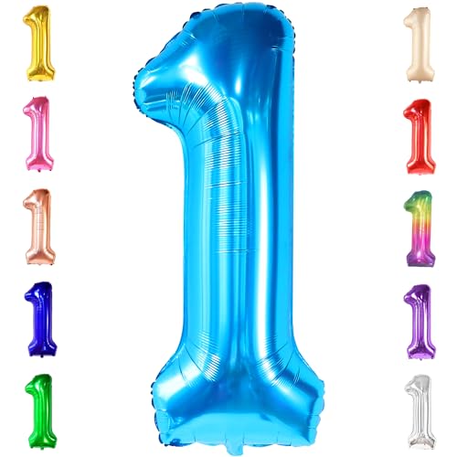 Image of KatchOn Blue Number 1 Balloon for 1st Birthday Decorations - 40 Inch