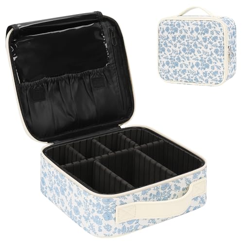 Relavel Travel Makeup Case with Dividers, Floral Print