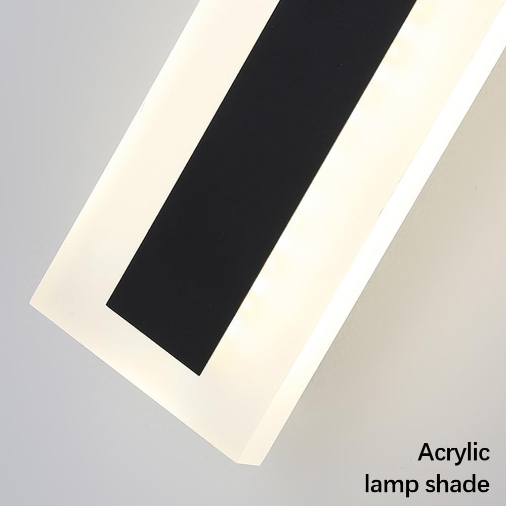 Zewnętrzna liniowa lampa ścienna LED - prostokątna czarna lampa ścienna do ganku, kablowych lamp do garażu, schodów, oświetlenia ściennego ogrodu i zewnętrznych reflektorów ściennych