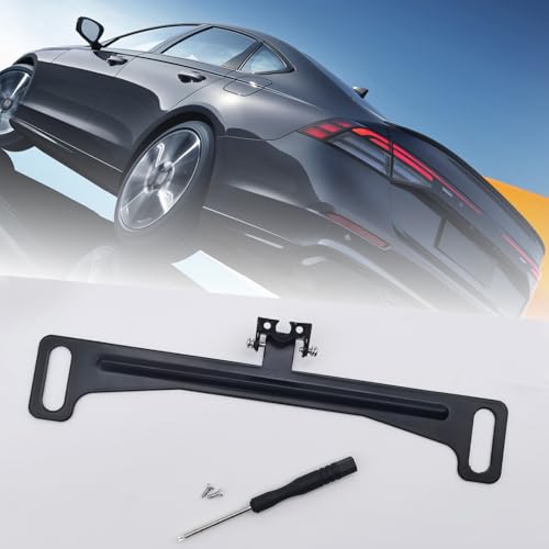 Image of Tesnaao Car Rear View Camera License Plate Bracket, Metal Anti-rust and Shock-proof, Universal Dash Cam Camera Mounting Bracket for Car (Black)