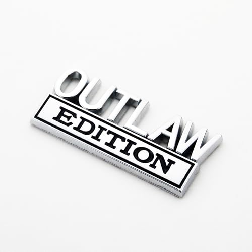Image of 2Pc Outlaw Edition Emblem 3D Badge Stickers with Double Tape for Cars, Trucks, Motorcycles, Boats (Chrome Black)