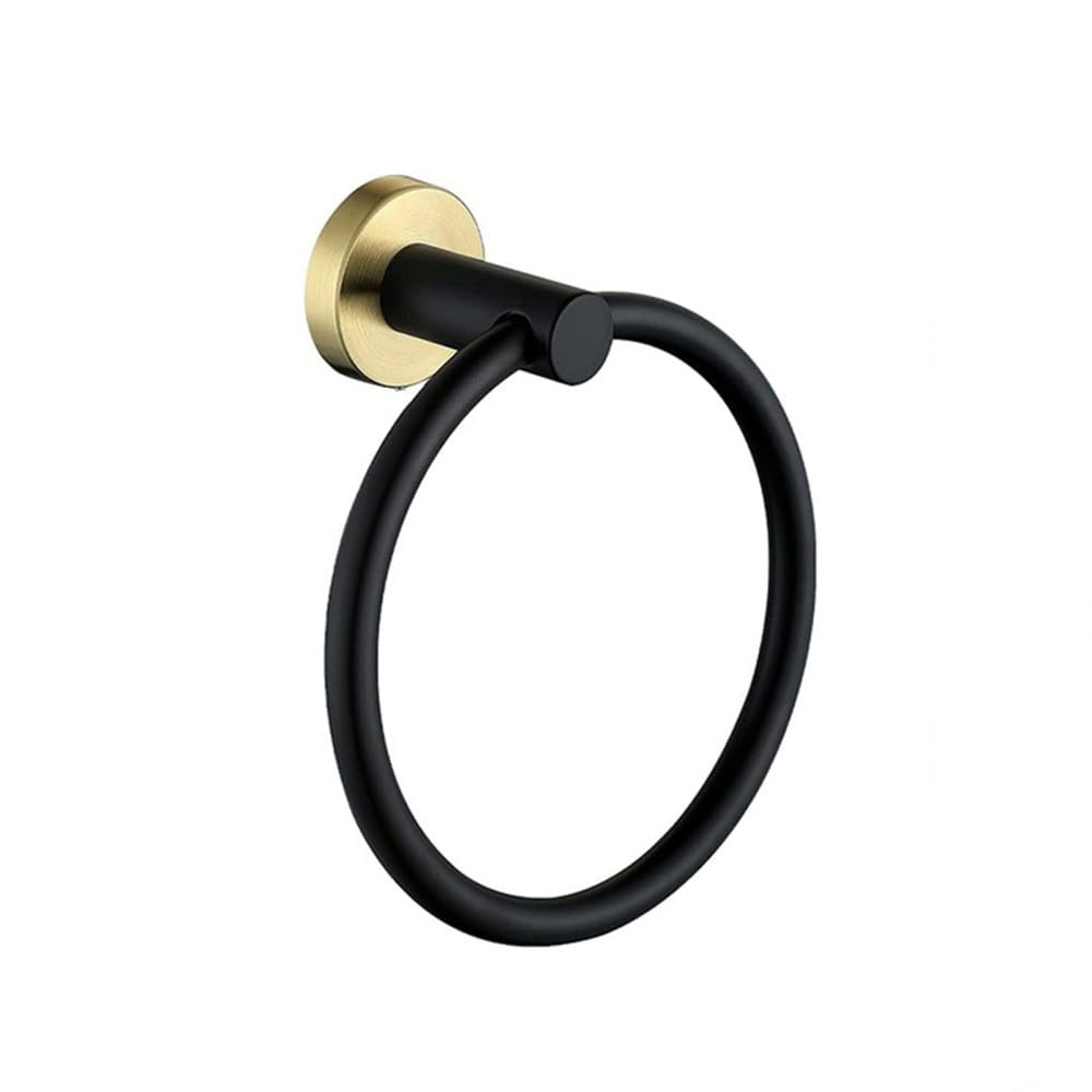 Anneau de serviette en or noir et quincaillerie murale luxe pour salle de bain