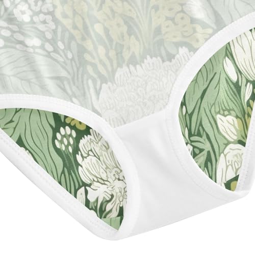 Floral Green Kids Underwear Girls, Toddler Girl Briefs, Cotton Underwear Girls, 2–8 Years4
