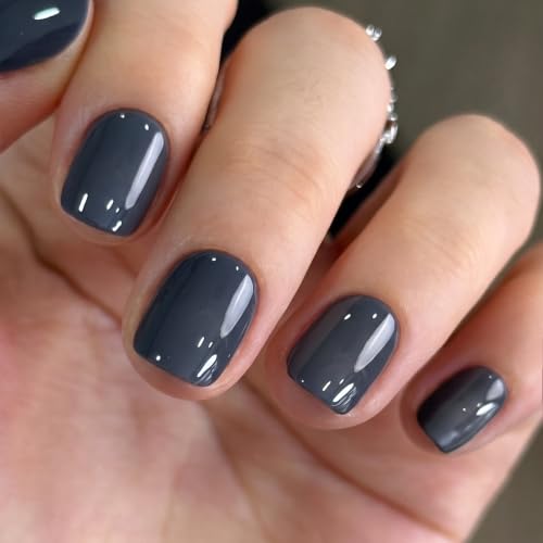 Image of CurvLife Extra Short Square Press On Nails, Gray, Urban Slate, Soft Gel