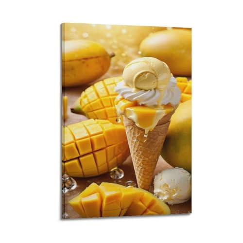 Poster mangue fruit décoration salon moderne avec toile glace encadrée 30x45