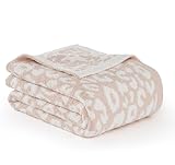 R.SHARE Pink Leopard Cheetah Print Throw Blanket 50x70 Inch Reversible, Super Soft Feather Knit Microfiber Comfy Cozy Lightweight Fluffy Fuzzy Warm Cute for Couch Sofa Chair Bed