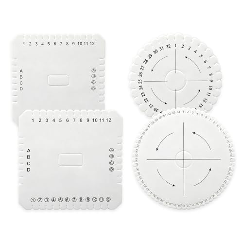 SWYZOR Disques Tressés, Lot de 4 Roues à Tresser Rondes et Carrées, Outils de Tressage en Mousse Haute Densité, pour la Création de Bracelets, Colliers et Cordons de Téléphone