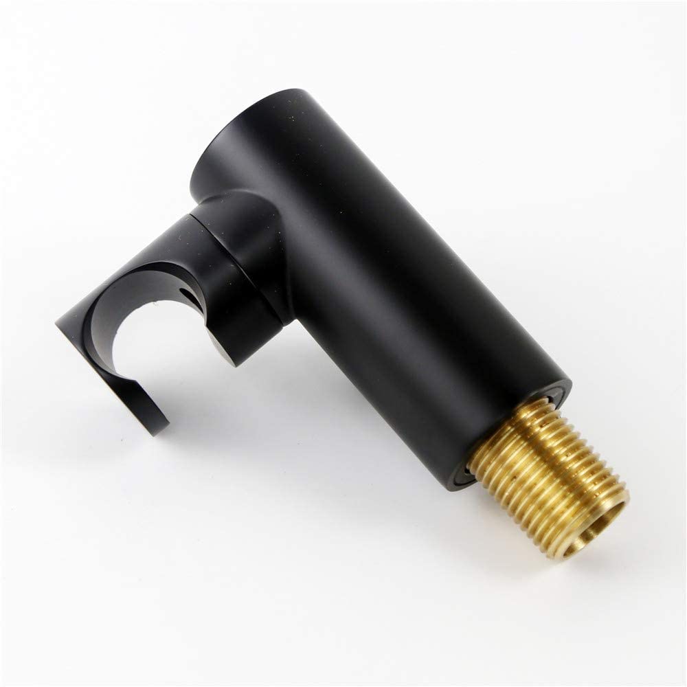 Łazienka Mosiężny 1/2" NPT Okrągły Przyłącze Ścienne Prysznicowe Złączka Wodna z Regulowaną Ręczną Głowicą Natryskową Uchwyt Uchwyt Węża Zasilanego Złączka Ścienna Matowa Czerń