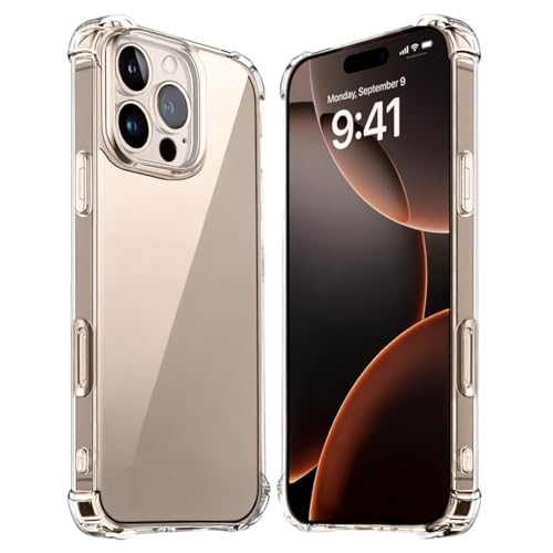 Image of Fashionury 3D Raised Transparent Crystal Clear Back Cover for iPhone 16 Pro | Shockproof Design | Anti-Slip Grip | Camera Protection | 360 Degree Protection Mobile Case