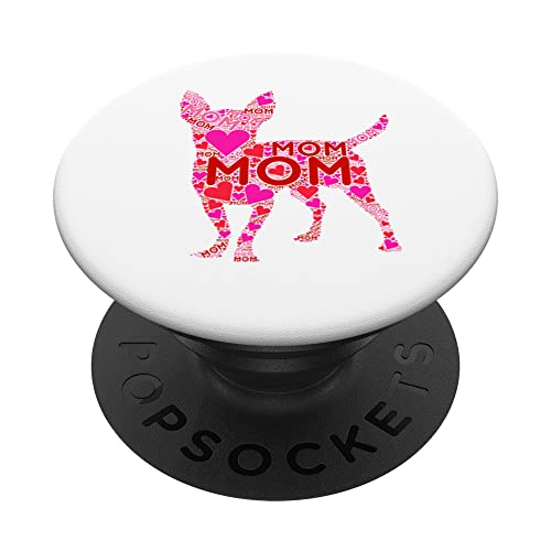 Pink Red Heart Love Mom - Chihuahua dog Mama Mother's Day PopSockets Swappable PopGrip