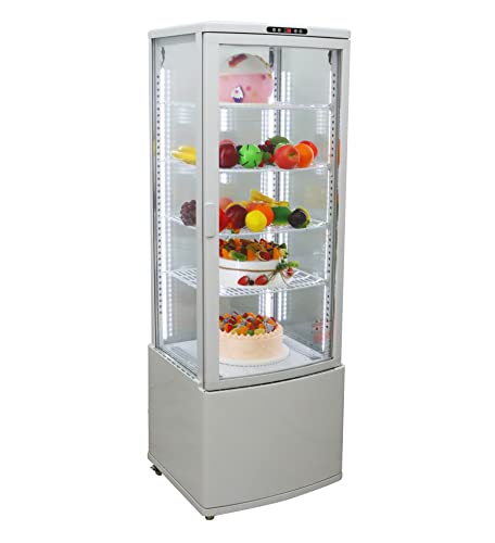 INTBUYING Display Refrigerator Beverage Commercial Showcase Cooler with LED Lighting White 62 Gallon