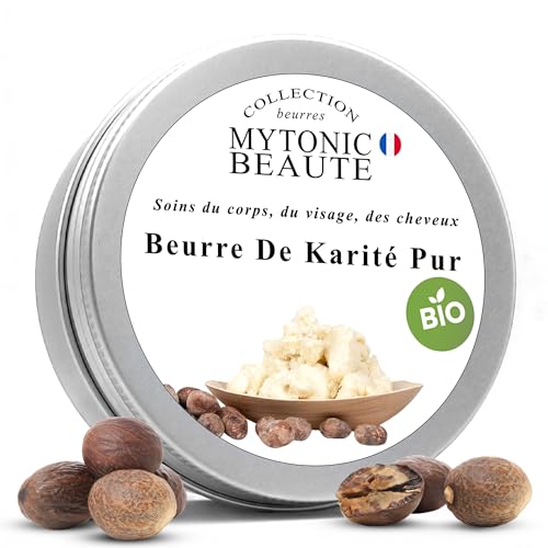 Beurre de Karité bio pur non raffiné 100gr | Cheveux - Visage - Corps | Hydratant - Régénérant | Beurre végétal de karité naturel | Non raffiné pour tous types de peaux | MYTONIC BEAUTE